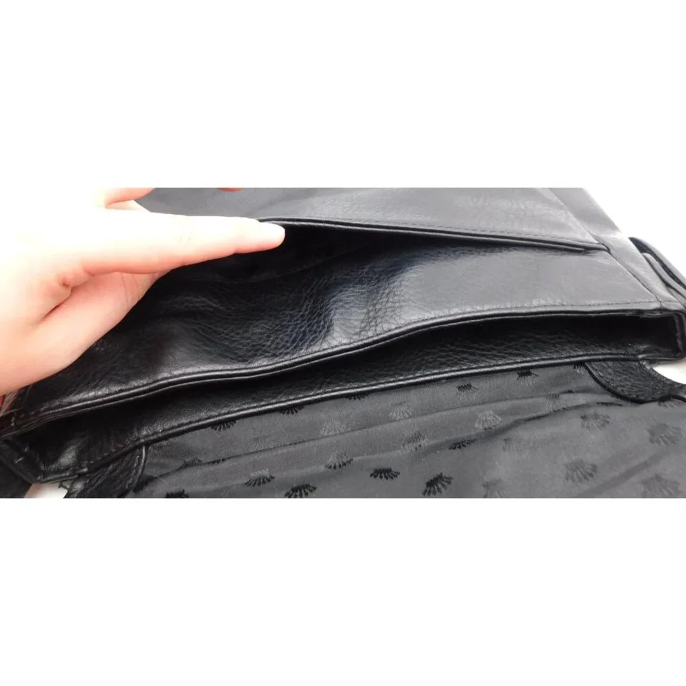 Juicy Couture Black Faux Leather Saddle Bag Shoulder Bag Purse Y2K